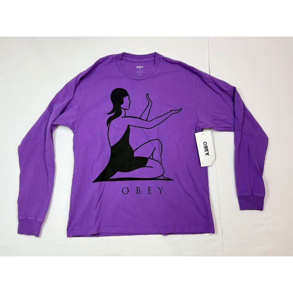 Obey Mens Purple Long Sleeve Graphic T-Shirt Size M New With Tags Streetwear